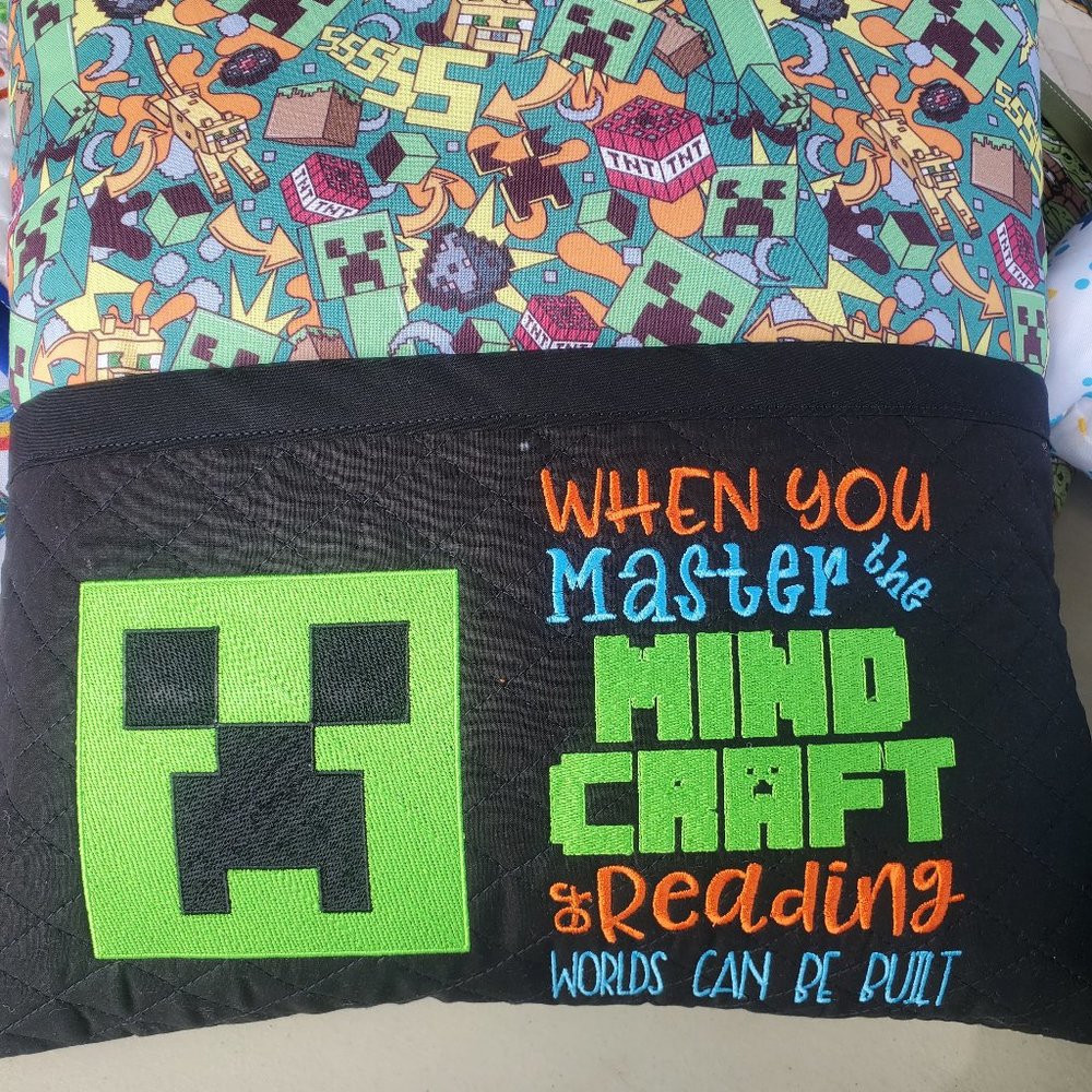Mind Craft Reading Book Pocket Pillow 16"x16"